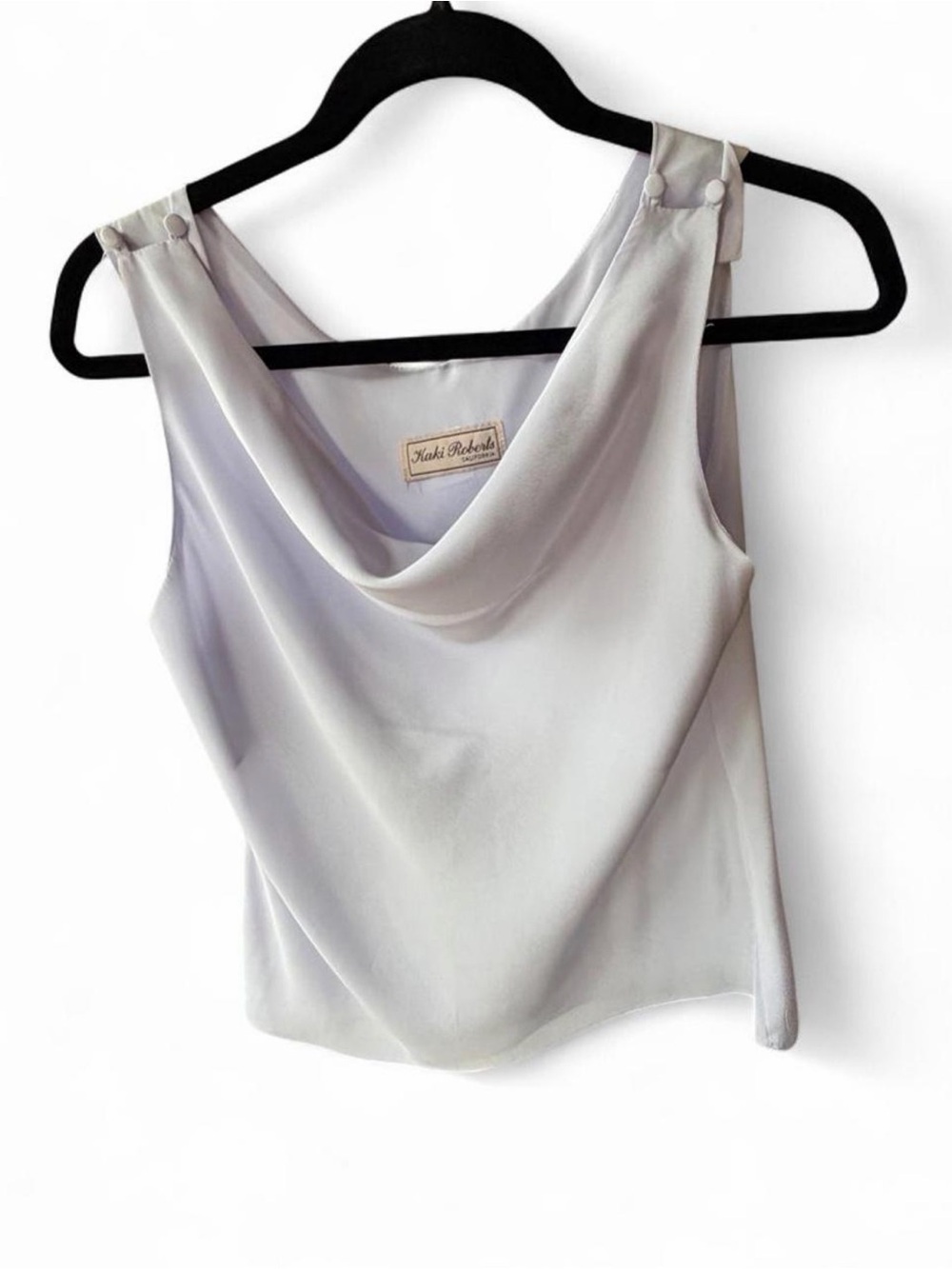 Vintage Kaki Roberts California Soft Lilac Cowl Neck Sleeveless Top